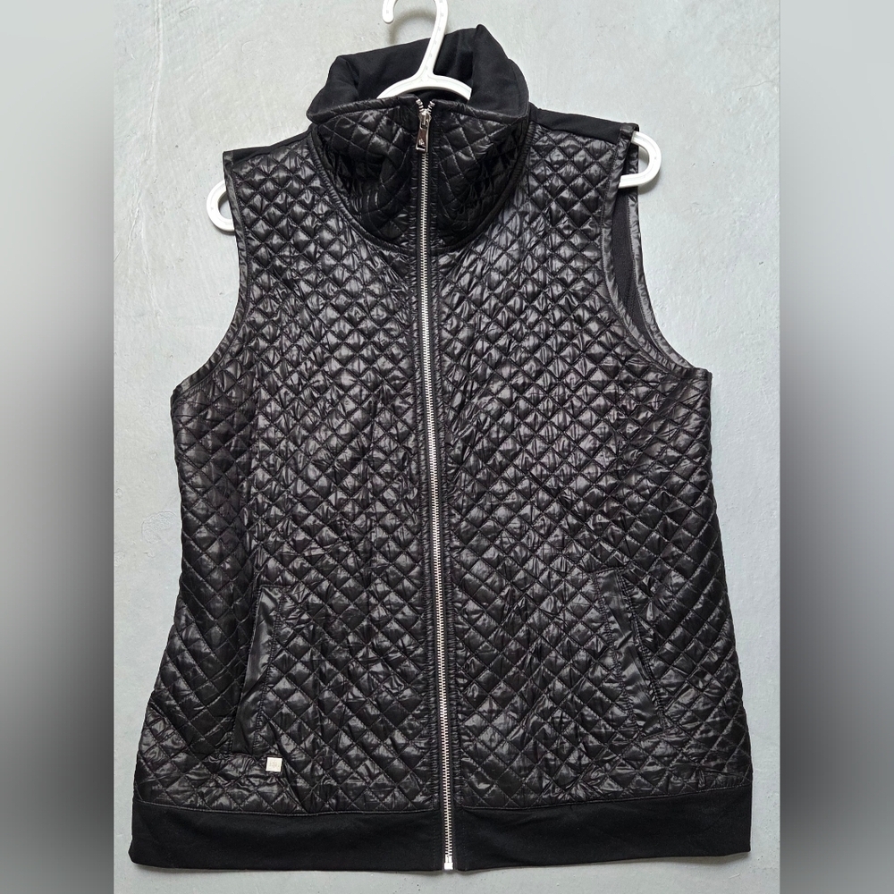Ralph Lauren Womens Sz M Black Quilted Vest Full Zip Pocket - Picture 3 of 11